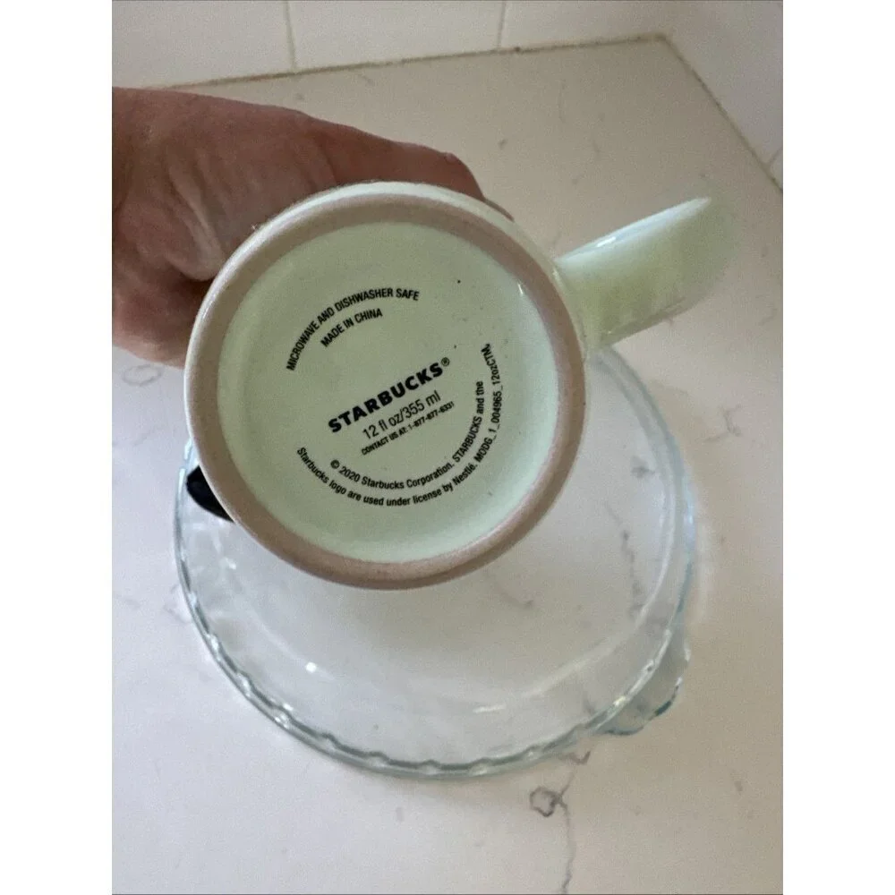 Starbucks Christmas Coffee Mug 2020 Light Mint Green w/ Trees 12oz. PreOwned